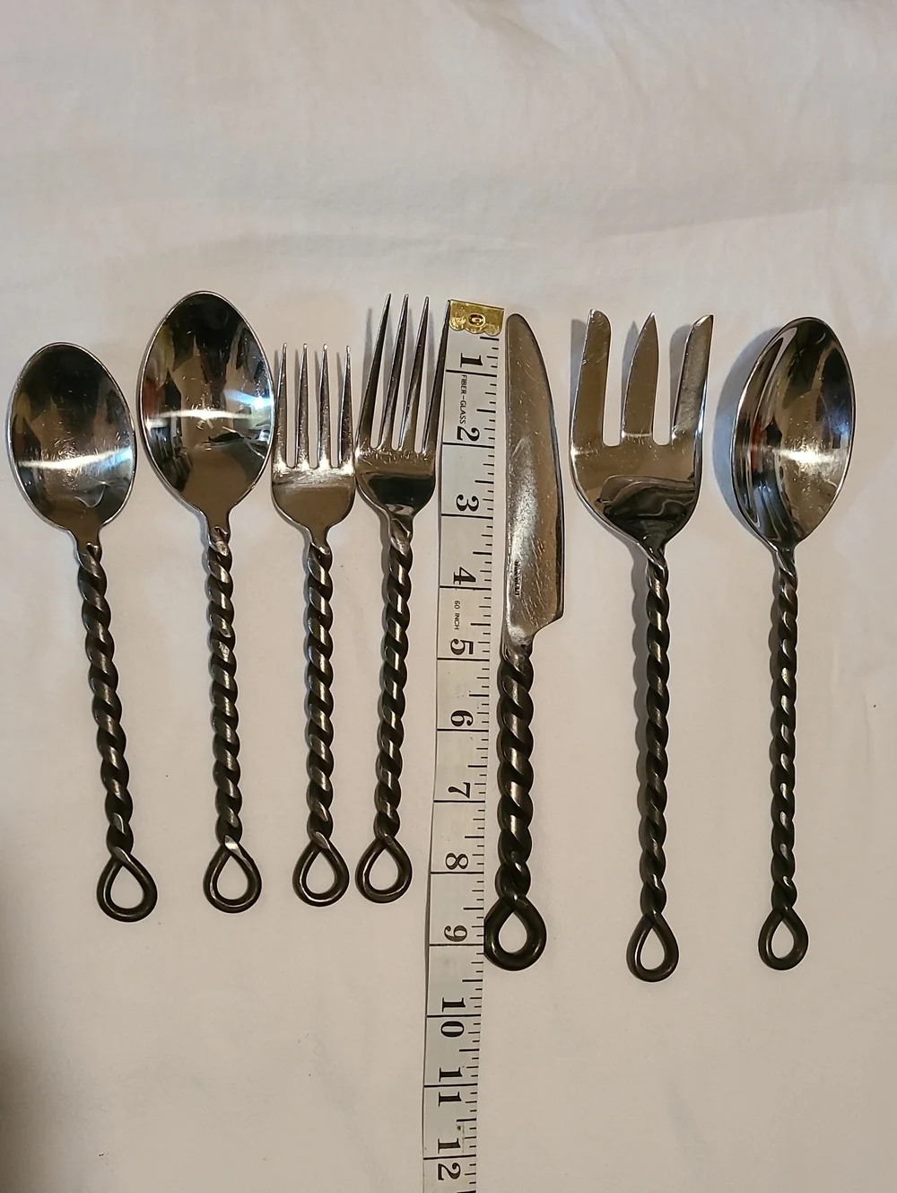 Silver Black Braid Rope Twisted Thailand Pottery Barn, 28 Pieces Flatware